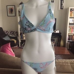 NWT Onia Pale Blue Tropical Floral Bikini